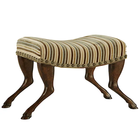 Traditional Elk Legged Stool with Nailhead Trim